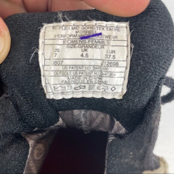 Merrell Reflex Mid Gore-Tex Taupe Leather Hiking Boots Womens Size 7 - Picture 8 of 8